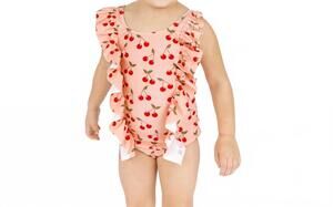 NEW EMERSON AND FRIENDS girls' very cherry ruffle front one piece in red